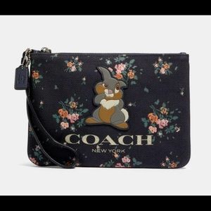 Disney X Coach Gallery Pouch With Rose Bouquet Print And Thumper NWT